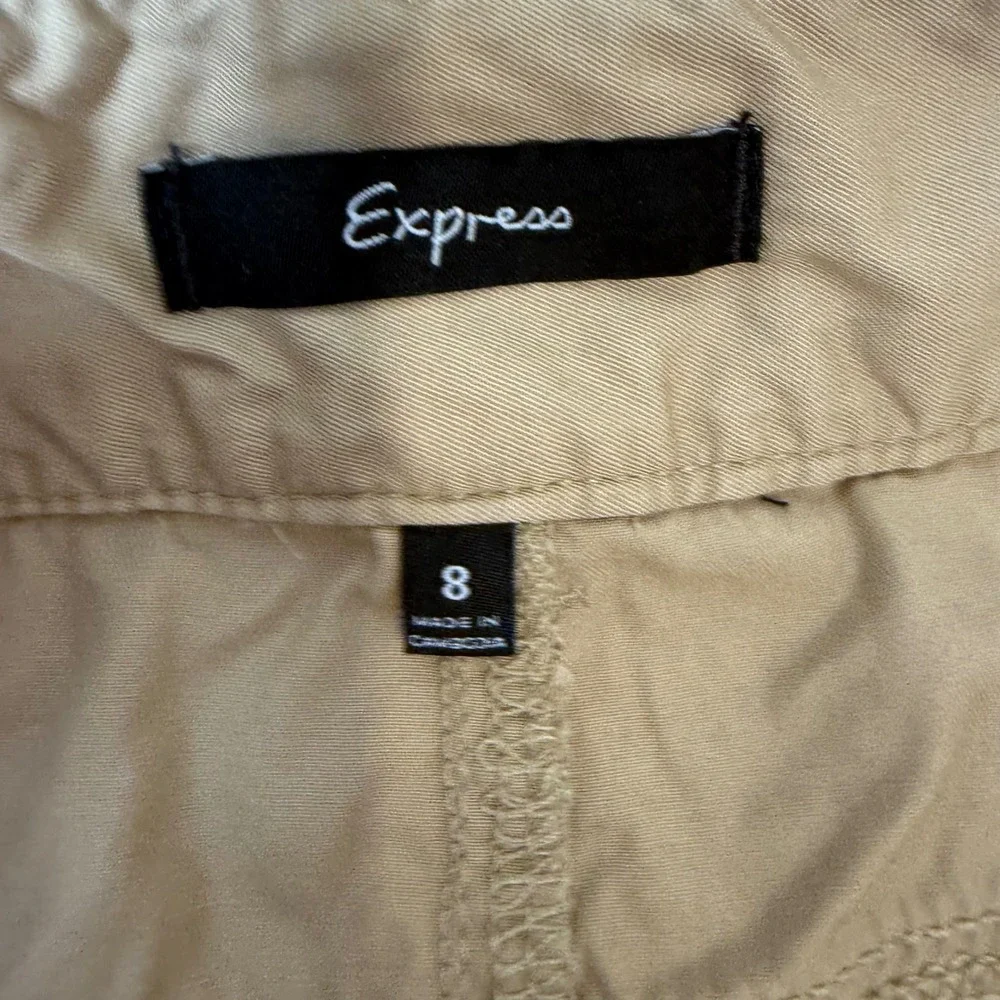 Express Mini Skirt‎ Womens 8 Khaki Excellent Cargo Utility Cotton Twill Tan